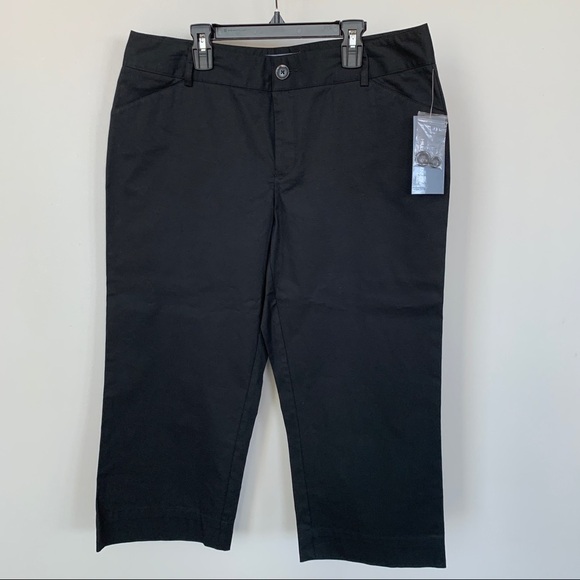 Hillard & Hanson Casual Black Crop Pants Sz 12 NWT - Picture 1 of 6